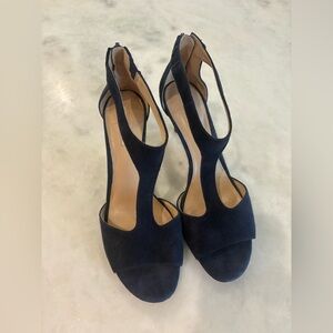 Antonio Melani Navy Suede Strappy Heels – Size 7.5
